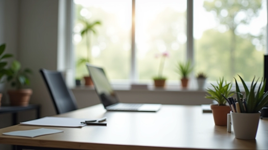 Clean and organized modern office workspace with bright natural light
