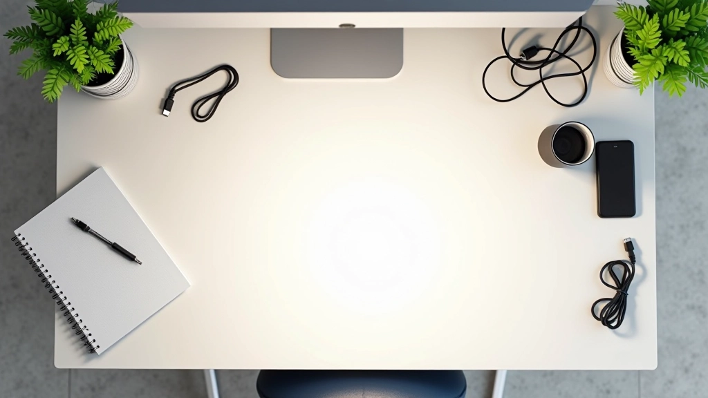 Organized desk with managed cables and clean visible surfaces